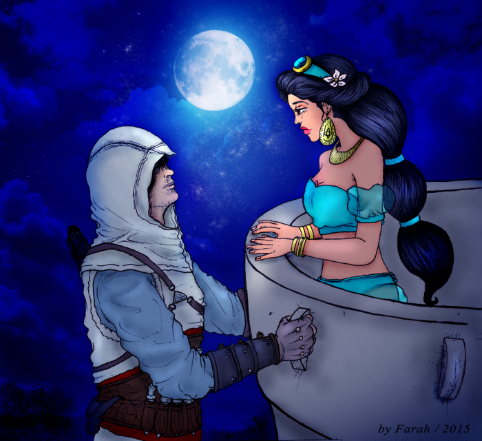 Aladin's Creed :D dostala som nápad shipovať Disney princezné s hernými hrdinami Ubisoftu :D môžete hádať s kým asi tak bude Ezio :>
