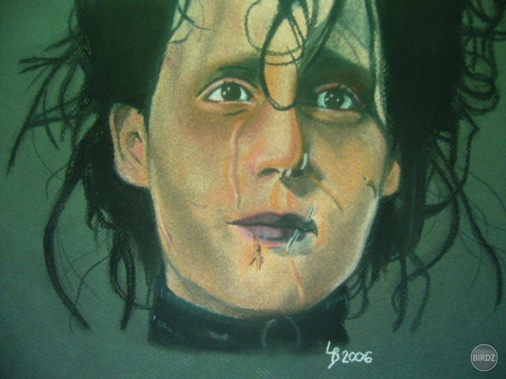 Johnny Depp ako Edward:).
Jeden z mojich starších obrázkov, keď som ešte mala nervy na kreslenie pastelom... asi sa k tomu vrátim.