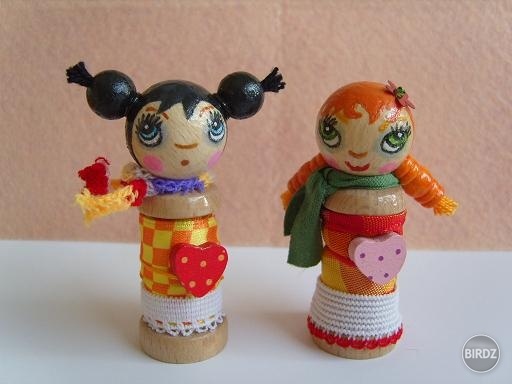 drevené špuľkové bábiky