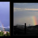 dnes boli DVE dúhy, ak by ste náhodou nevedeli! ;) (fotka na pravo fotená cez okno, preto také divné farby:D)
