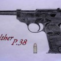 Jedna zo starších kresieb - Walther P.38, 9mm Parabellum (v mierke 1:1)