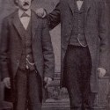 Edgar Allan Poe poses with Abraham Lincoln in Mathew Brady’s Washington, D.C. studio- February 4th, 1849