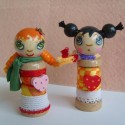 drevené špuľkové bábiky