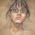 Pokus o autoportrét, kresba suchým pastelom  formát A2