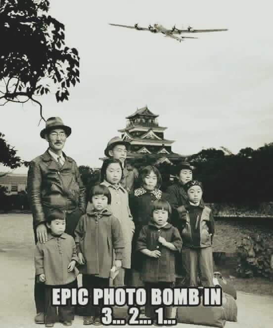 Back in 1945 when photobombers were REAL
