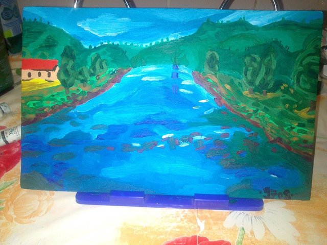 Nový obraz...Rieka a hory...Rozmery- 26,5 x 16,5 cm, drevo, olejomaľba.....je aj na predaj
