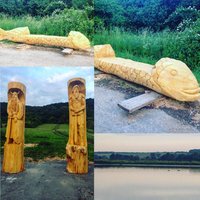 Vyšný Skálník jazero a drevené sochy :)