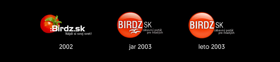Evolúcia loga BIRDZ počas roku 2003