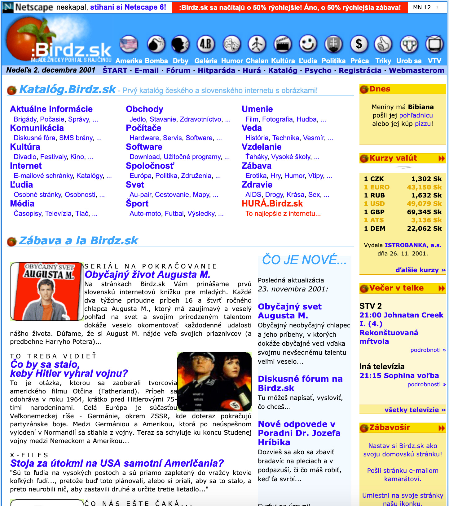dizajn Birdz.sk z roku 2001