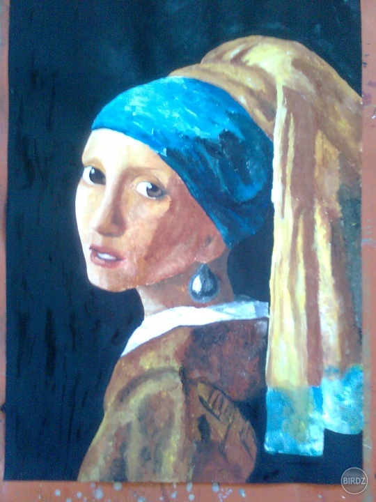 moja premaľba obrazu, koncoročná práca z minulého roku z figurálneho kreslenia(rozmer A2,tempera),mnoje cleoživotné doterajšie dielo a nejaký k.... sku...ý si dovolí mi ho len tak ukradnúť,proste to je čo už za chudáka že mi bude kradnúť výkresy