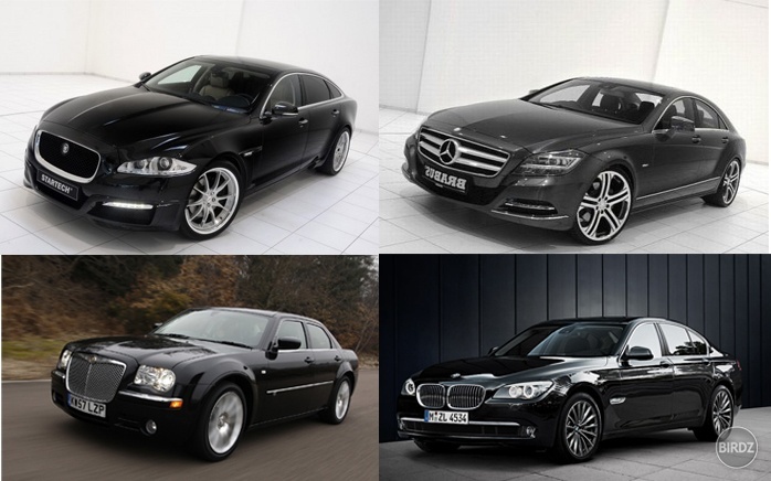 4 najkrajšie autá na svete podľa mňa :-* Jaguar XJ, Mercedes CLS, Chrysler C 300 a BMW 7 active hybrid :)