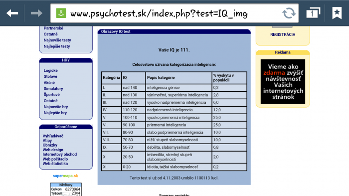 Robili ste si niekto už IQ test na tejto stránke? Nejako sa mi nepozdáva výsledok :D