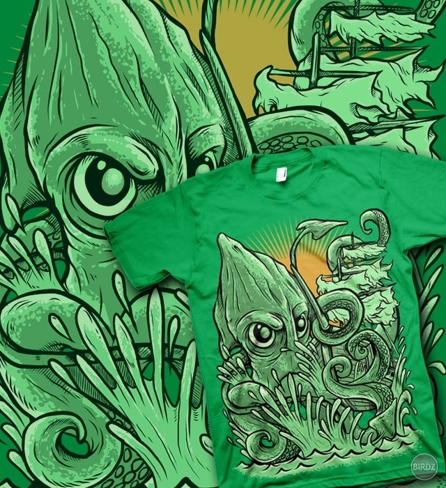 Tricko Giant Squid od dizajnera artevrie http://www.loviu.com/user_designs/view/958