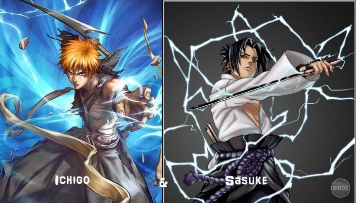 Ichigo - getsuga tensho and Sasuke - chidori