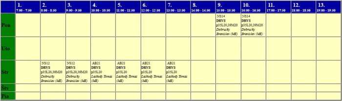 Rozvrhy `14. streda pojde na pondelok (aspon dufam)