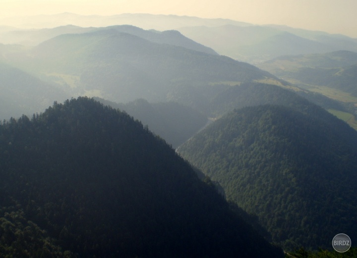 Skoré ráno nad Pieninami. Nekvalitná, ale pre mňa fotka, ktorá ma stála 2 hodiny skorého ranného šliapania lesom =)