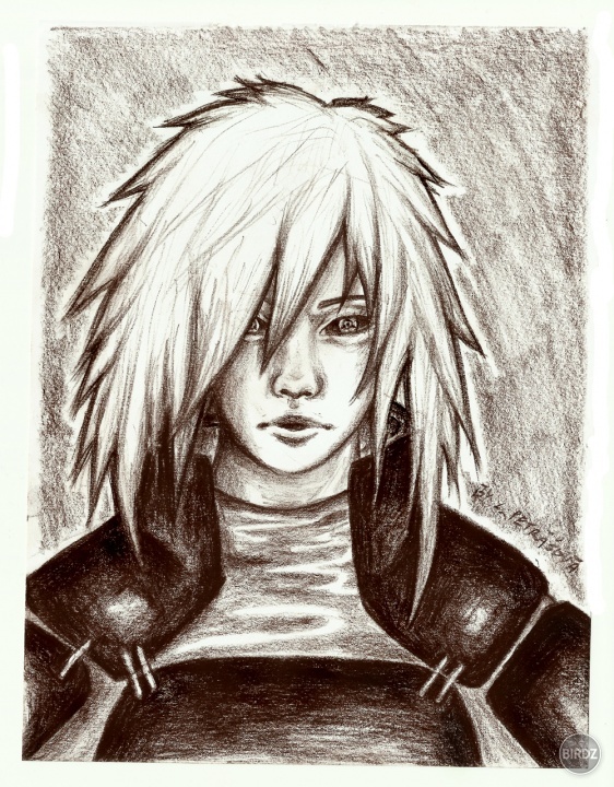 Madara Uchiha, kreslené uhlíkom