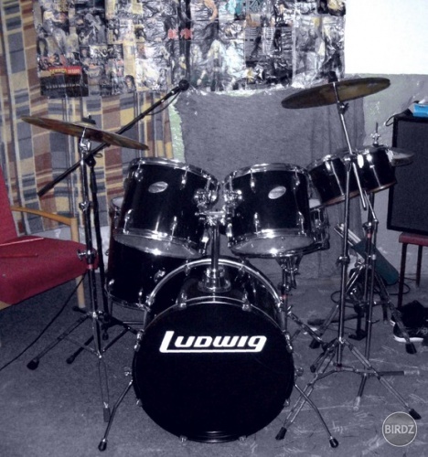 Ludwig Accent Custom Drum Set
Supraphonic snare drum 14”x6.5”(Evans), 
Add-on toms 6” x 6” and 8” x 6”  
Tom-tom      12” x 10” (drumhead REMO), 
Tom-tom      13” x 11” (drumhead REMO), 
Bass drum    22” x 18”(drumhead REMO),
Floor tom      16” x 16