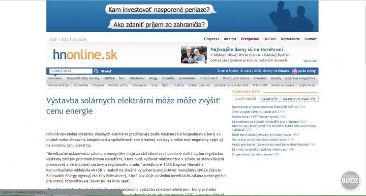 Hospodárskym novinám to v poslednom čase 