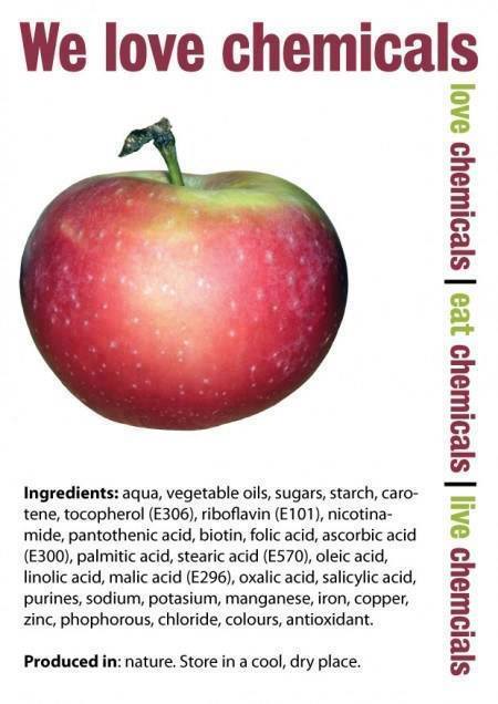 Also found in all apples (yes, even organic ones): formaldehyde, arsenic, and cyanide. (I fucking love science). Chémia sama o sebe nie je zlá.
