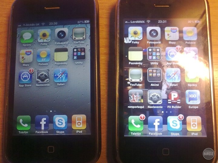 iDevices... 
vľavo iPhone 3G 8GB Black / iOS 4.1 / dovoz z anglicka
vpravo iPhone 3GS 16GB Black / iOS 4.1 / zakúpené priamo v Apple Inc

očakávam ďalší iPhone 3G 8GB v blízkej dobe