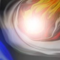 Asteroid letiaci k planéte 2 - vchádza do atmosféry...
(Moja kresba)
