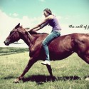 Lirit Spenser riding a horse named Garfield