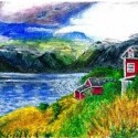 Nórska idylka (akryl na plátne)