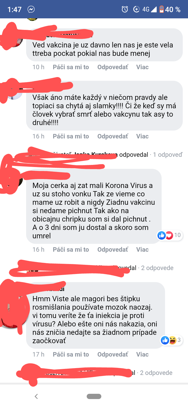 Komentáre ku príspevku o vakcíne na koronu.... Skoro ma d**lo pri čítaní