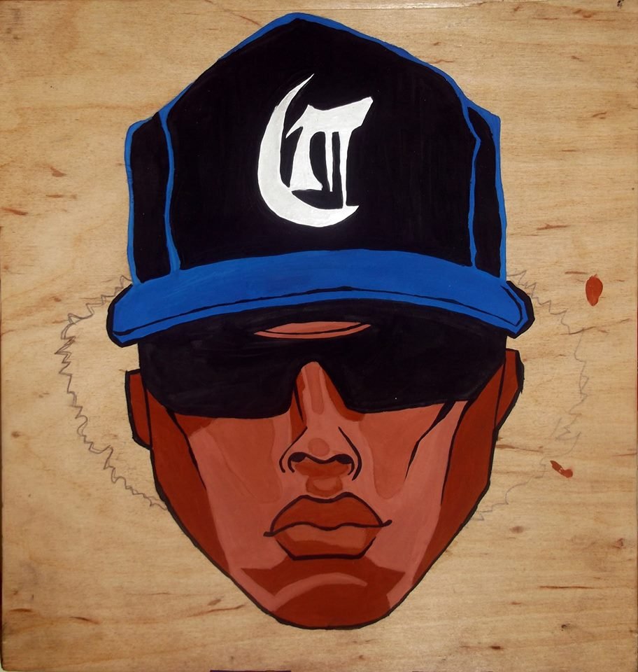 25x25cm, drevo & tempera...asi na 50% hotovo, dúfam, že čoskoro dokončím
...Eazy-E (R.I.P.) /Ruthless Family/