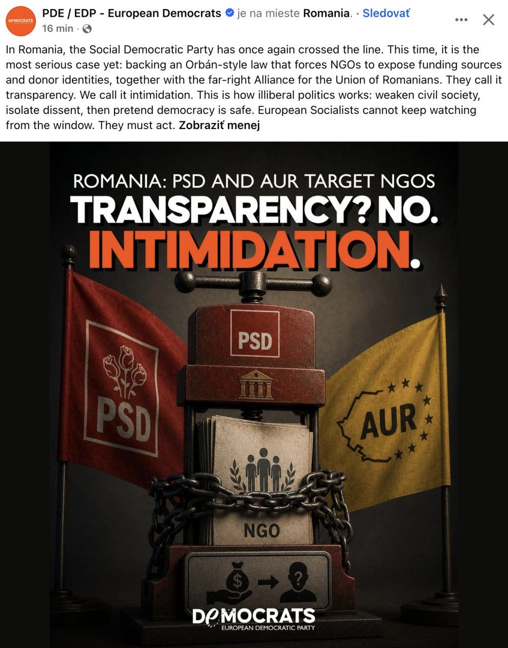 Znova som otvoril FB a dozvedel som sa, ze transparentnost je v skutocnosti zastrasovanie. To su veci...