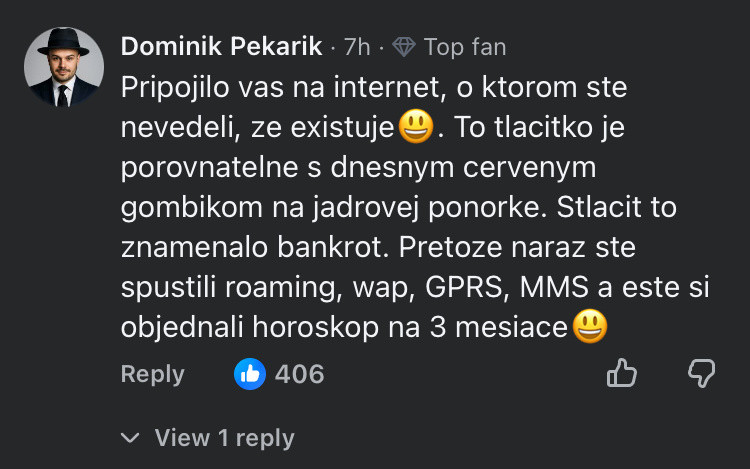 More Vajcu nacisto zajebalo? Kokot to co dava poslednu dobu za normie suchoty na zbieranie lajkov? Neverim, ze tento chlapec mi pisal, ze som len potrat ktoreho porodila poulicna kurva. Vtedy som ho mal radsej.