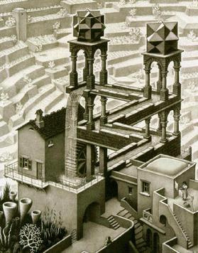 M.C.Escher  -  Infinity -  loop Circled Waterfall, 1956 lytography