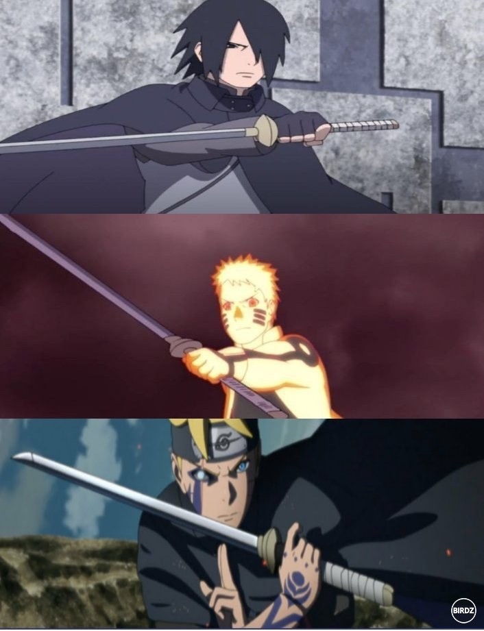 Sasuke Uchiha, Naruto Uzumaki and Boruto Uzumaki ... the ninja sword - shinobi ..xD !!!    :-O 

Boruto - Naruto Next Generations (2017) 