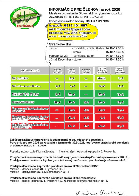 Informácie pre členov 2026 - MsO SRZ!...    :-O 