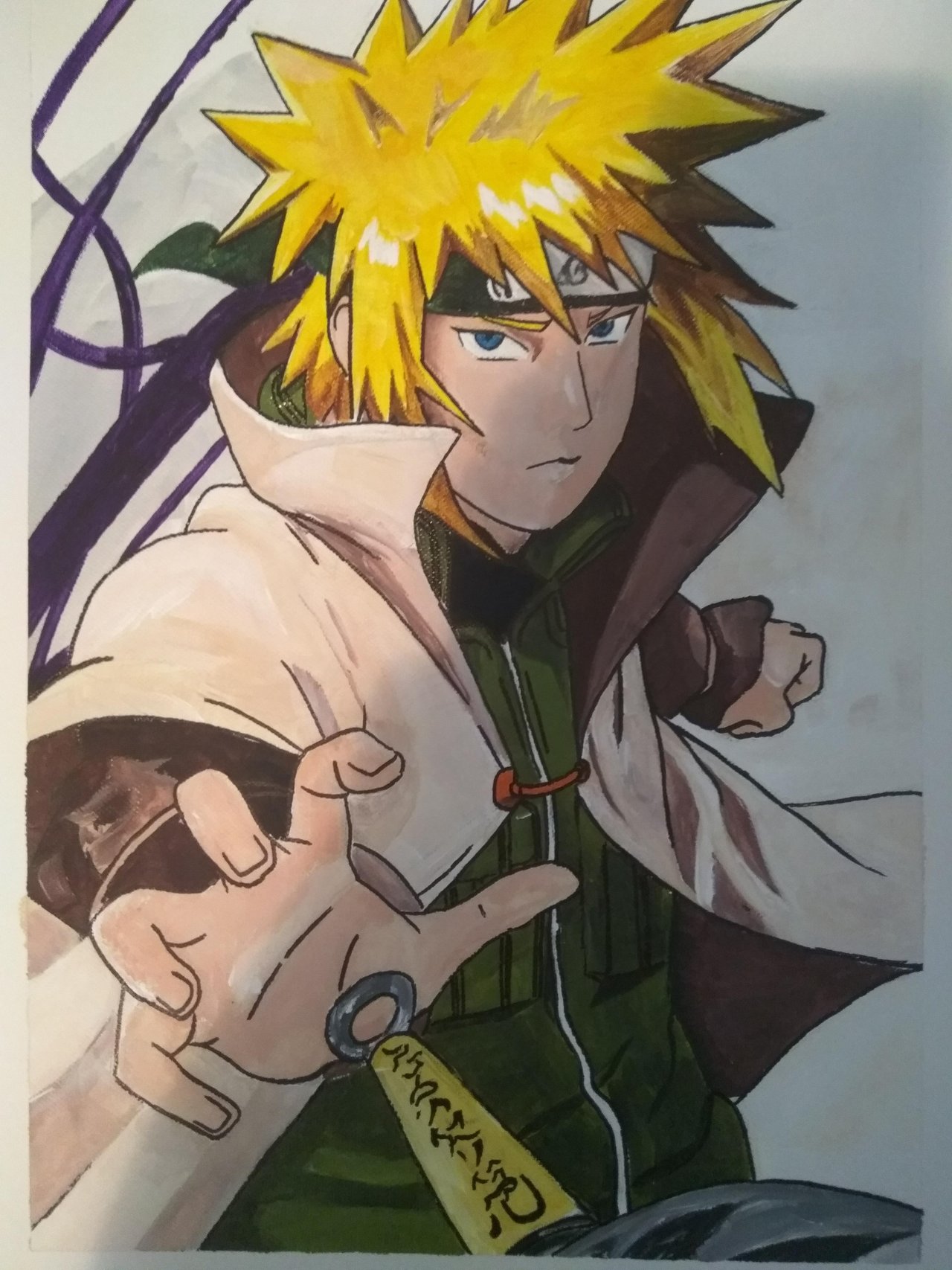 Yondaime Hokage Namikaze Minato akryl na plátne A3 :) 